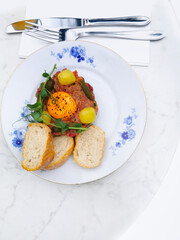snapshot of restaurant food plate, close-up