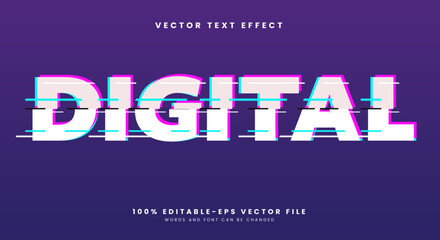 Digital glitch Style 3d editable text effect template