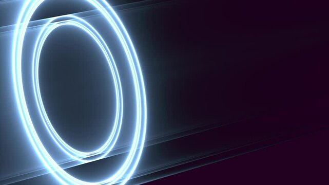 Leuchtende Lichtringe und kreisf&ouml;rmige Energie &ndash; futuristische Technologie, abstrakte Bewegung, digitale Innovation und moderne Lichtenergie in dynamischer Animation, Wissenschaft