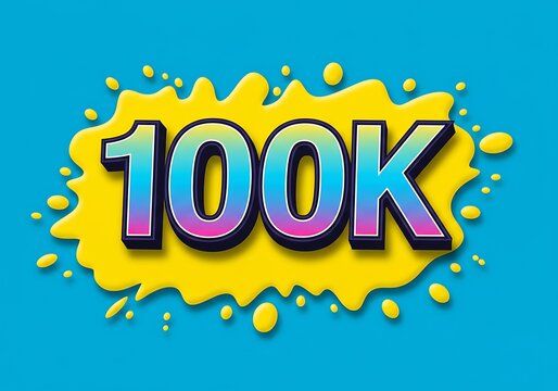 100k achievement with colorful paint splash - Powered by Adobe