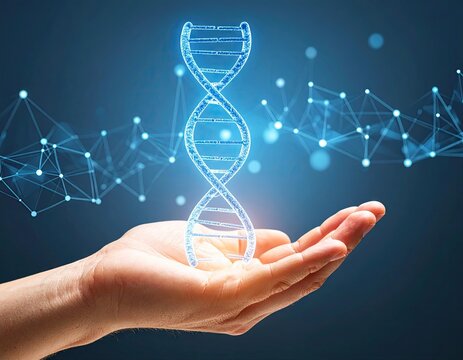 DNA in a hand, digital design