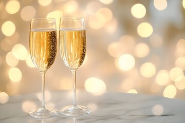 champagne sparkling wine celebration on new year holiday party with festive bokeh lights bubbles toast luxury elegant golden moments together