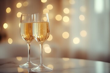 champagne sparkling wine celebration on new year holiday party with festive bokeh lights bubbles toast luxury elegant golden moments together