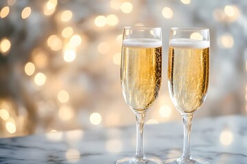 champagne sparkling wine celebration on new year holiday party with festive bokeh lights bubbles toast luxury elegant golden moments together