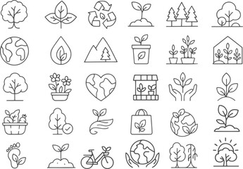 Nature and growth icons plants trees
