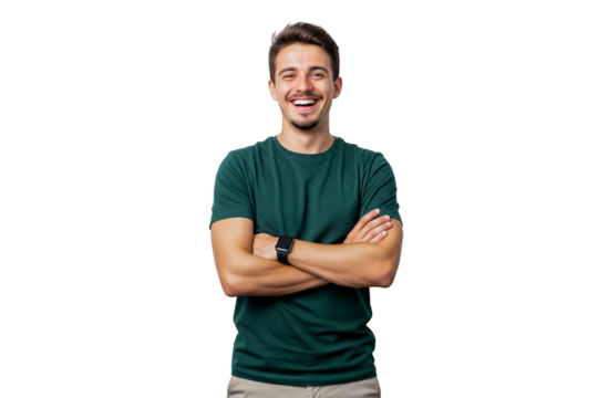 portrait of a young man crossed arms isolated on white 