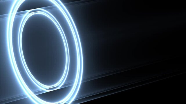 Leuchtende Lichtringe und kreisf&ouml;rmige Energie &ndash; futuristische Technologie, abstrakte Bewegung, digitale Innovation und moderne Lichtenergie in dynamischer Animation, Wissenschaft