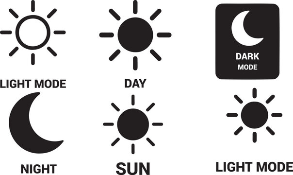 Sun moon light dark mode icons light mode