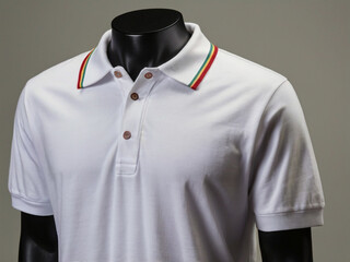 White polo shirt with striped collar image