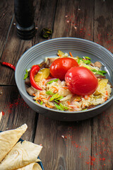 Appetizer with seasoning and herbs