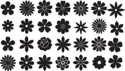 Various floral silhouettes flower bloom