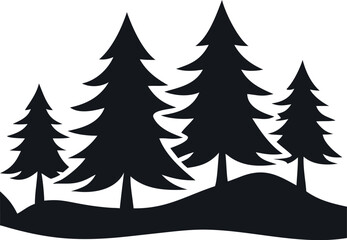 Obraz premium Silhouettes of Pine and Fir Trees in a Natural Forest Setting – Vector Design