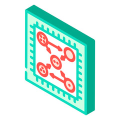 Fototapeta premium chip entangled qubits quantum computer isometric icon vector illustration