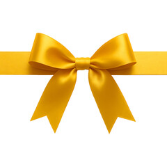 golden bow isolated on white background,Yellow gold Satin Gift Ribbon – Elegant Close-Up