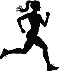 Athletic woman running silhouette fitness