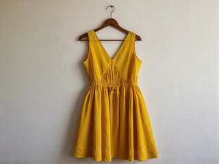 Yellow sundress with cinched waist and v-neck image