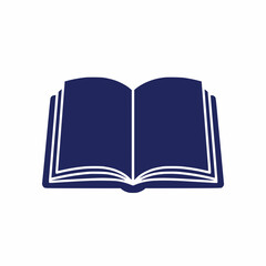 Fototapeta premium Open book icon, solid navy blue, white background
