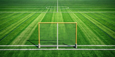 Grid of turf with goalposts at each end and a field in between, grass, football game,  grass