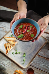 Hot with seasoning and herbs