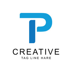 creative letter p logo design in modern blue gradient style with clean font and tagline below	