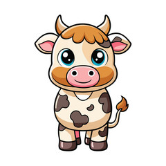 Obraz premium Cute cartoon cow with large eyes