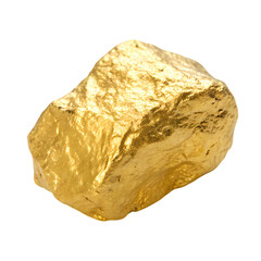 Lump of Gold Raw Gold Nugget on White Background isolated on transparent baackground