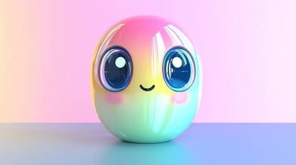 Smiling pastel orb with big eyes