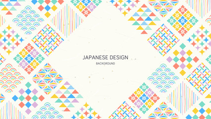 カラフルな和柄の背景／幾何学模様