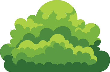 Green bush illustration, cartoon foliage, abstract shrub design, vector plant graphic, nature greenery, landscaping element, isolated garden shrub clipart