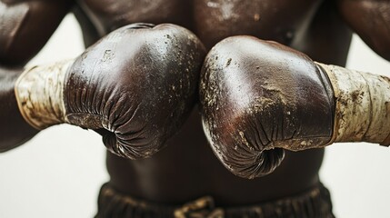 Pre-Match Preparation: Close-Up of Boxer Wrapping Hands Tight, High Detail Shot on White Background