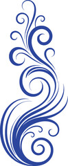 Elegant blue swirling floral flourish with delicate curves decorative