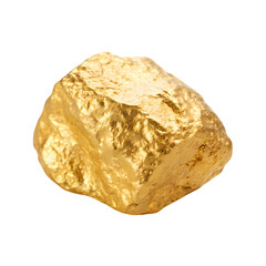 A Luminous Gold Nugget Raw Unrefined Precious Metal isolated on transparent baackground