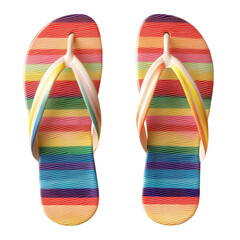 Pair of striped flip flops isolated on white background..