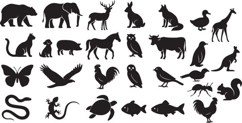 Diverse Animal Silhouettes Collection bear elephant