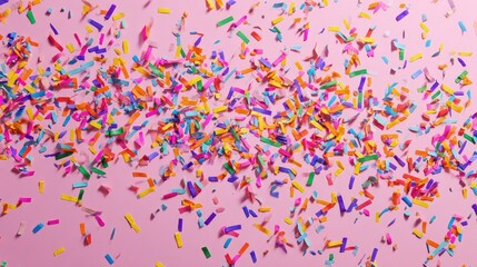 Colorful confetti on pink background (1)
