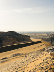 White rock formations and sand dunes in Egypt's White Desert, natural desert landscape	