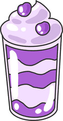 Blueberry Swirl Milk Tea with Tapioca Pearls Vector Illustration