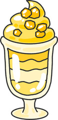 Mango Parfait Cup Dessert Glass Cartoon Vector Illustration