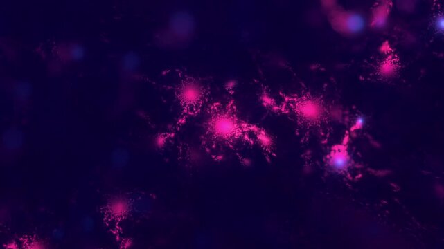 Organische violette Gewebestrukturen Nervenbahnen und K&ouml;rperzellen - Infektion, Immunsystem, Medizin, Wissenschaft, Viren & Bakterien in mikroskopischen Detailaufnahmen f&uuml;r Forschung & Biotechnologie