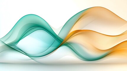 Fototapeta premium Abstract design with flowing teal and orange waves.