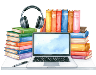 Lofi chill study setup PNG transparent background 