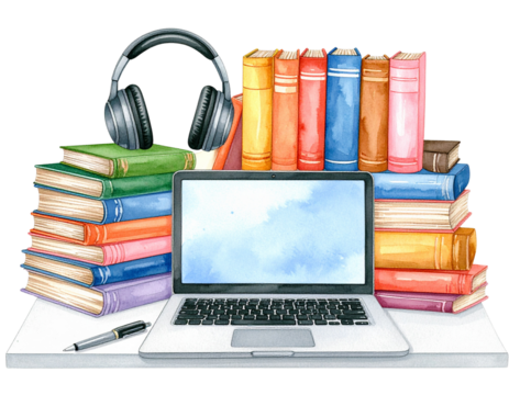 Lofi chill study setup PNG transparent background 