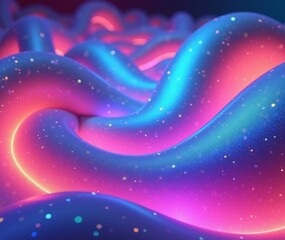 Obraz premium Abstract Pink and Blue Liquid Waves with Glowing Lines and Glitter