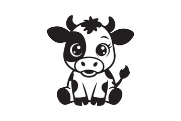 baby cow silhouette Vector