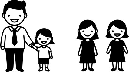 Fototapeta premium Family with parent father and mother and child icon set. Vector symbol illustration. 