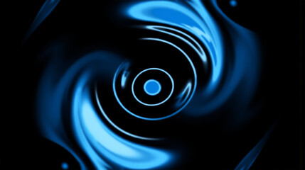 A mesmerizing abstract swirl of blue hues set against a deep black background.