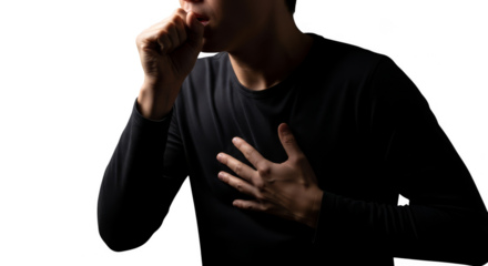 Man Coughing Chest Pain Illness