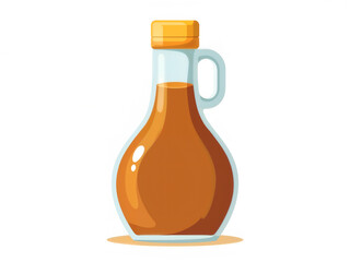 Simple bottle of honey or syrup with golden liquid, flat design for food packaging concept. Generative AI