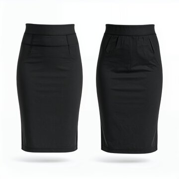 Elegant dark pencil skirts apparel studio photoshoot of professional attire on white background