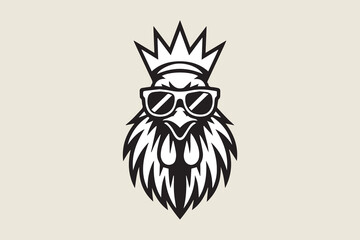 crown cool rooster silhouette Vector